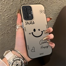 HONTINGA Samsung Galaxy A13 4g ile Uyumlu Kılıfı Silikon Kenar Sert Arka Düşüme Önleyici Basitlik Anti Düşme Kamera Korumali Gülümseme Desen Telefon Kılıfı Kadın ve Erkek Için Uygundur K1-0738