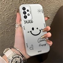 HONTINGA Samsung Galaxy A73 ile Uyumlu Kılıfı Silikon Kenar Sert Arka Düşüme Önleyici Basitlik Anti Düşme Kamera Korumali Gülümseme Desen Telefon Kılıfı Kadın ve Erkek Için Uygundur K1-0738