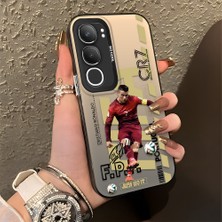 HONTINGA Vivo Y19S ile Uyumlu Kılıfı Silikon Kenar Sert Arka Düşüme Önleyici Basitlik Anti Düşme Kamera Korumali Cr7 Desen Telefon Kılıfı Kadın ve Erkek Için Uygundur K1-0712