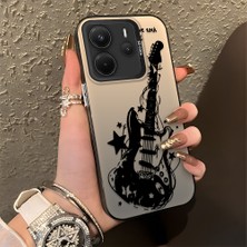 HONTINGA Xiaomi Redmi Note 14 4g ile Uyumlu Kılıfı Silikon Kenar Sert Arka Düşüme Önleyici Basitlik Anti Düşme Kamera Korumali Gitar Desen Telefon Kılıfı Kadın ve Erkek Için Uygundur K1-0736