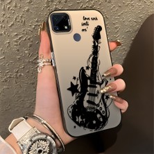 HONTINGA Realme C15 ile Uyumlu Kılıfı Silikon Kenar Sert Arka Düşüme Önleyici Basitlik Anti Düşme Kamera Korumali Gitar Desen Telefon Kılıfı Kadın ve Erkek Için Uygundur K1-0736