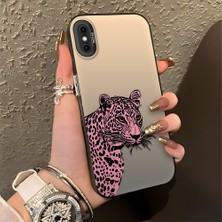 HONTINGA iPhone Xs ile Uyumlu Kılıfı Silikon Kenar Sert Arka Düşüme Önleyici Basitlik Anti Düşme Kamera Korumali Leopar Desen Telefon Kılıfı Kadın ve Erkek Için Uygundur K1-0720