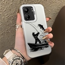 HONTINGA Poco C65 ile Uyumlu Kılıfı Silikon Kenar Sert Arka Düşüme Önleyici Basitlik Anti Düşme Kamera Korumali Balık Tutma Desen Telefon Kılıfı Kadın ve Erkek Için Uygundur K1-0736