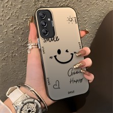 HONTINGA Samsung Galaxy A24 ile Uyumlu Kılıfı Silikon Kenar Sert Arka Düşüme Önleyici Basitlik Anti Düşme Kamera Korumali Gülümseme Desen Telefon Kılıfı Kadın ve Erkek Için Uygundur K1-0738