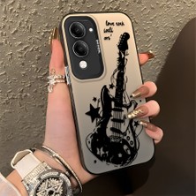 HONTINGA Vivo Y04 ile Uyumlu Kılıfı Silikon Kenar Sert Arka Düşüme Önleyici Basitlik Anti Düşme Kamera Korumali Gitar Desen Telefon Kılıfı Kadın ve Erkek Için Uygundur K1-0736