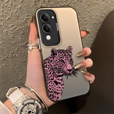 HONTINGA Vivo Y29S ile Uyumlu Kılıfı Silikon Kenar Sert Arka Düşüme Önleyici Basitlik Anti Düşme Kamera Korumali Leopar Desen Telefon Kılıfı Kadın ve Erkek Için Uygundur K1-0720