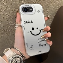 HONTINGA iPhone 16E ile Uyumlu Kılıfı Silikon Kenar Sert Arka Düşüme Önleyici Basitlik Anti Düşme Kamera Korumali Gülümseme Desen Telefon Kılıfı Kadın ve Erkek Için Uygundur K1-0738