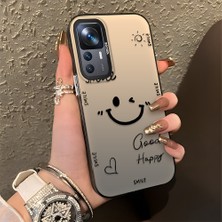 HONTINGA Xiaomi Mi 12T Pro ile Uyumlu Kılıfı Silikon Kenar Sert Arka Düşüme Önleyici Basitlik Anti Düşme Kamera Korumali Gülümseme Desen Telefon Kılıfı Kadın ve Erkek Için Uygundur K1-0738