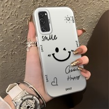 HONTINGA Samsung Galaxy S20 Fe ile Uyumlu Kılıfı Silikon Kenar Sert Arka Düşüme Önleyici Basitlik Anti Düşme Kamera Korumali Gülümseme Desen Telefon Kılıfı Kadın ve Erkek Için Uygundur K1-0738