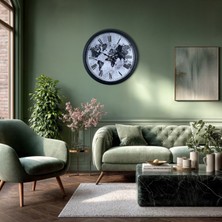 Çetiner Group Worldline Black 40 cm Metal Duvar Saati