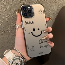 HONTINGA iPhone 14 Pro Max ile Uyumlu Kılıfı Silikon Kenar Sert Arka Düşüme Önleyici Basitlik Anti Düşme Kamera Korumali Gülümseme Desen Telefon Kılıfı Kadın ve Erkek Için Uygundur K1-0738