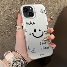 HONTINGA iPhone 15 ile Uyumlu Kılıfı Silikon Kenar Sert Arka Düşüme Önleyici Basitlik Anti Düşme Kamera Korumali Gülümseme Desen Telefon Kılıfı Kadın ve Erkek Için Uygundur K1-0738