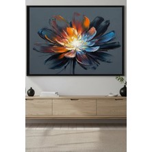 Safir Design Modern Soyut Çiçek Tasarımlı Siyah Çerçeveli Tablo, Yağlı Boya Efektli Estetik Çerçeveli Tablo