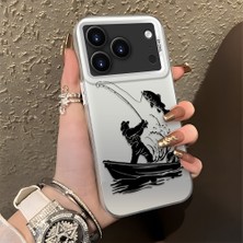 HONTINGA iPhone 17 Pro Max ile Uyumlu Kılıfı Silikon Kenar Sert Arka Düşüme Önleyici Basitlik Anti Düşme Kamera Korumali Balık Tutma Desen Telefon Kılıfı Kadın ve Erkek Için Uygundur K1-0736