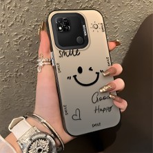 HONTINGA Xiaomi Redmi 9c ile Uyumlu Kılıfı Silikon Kenar Sert Arka Düşüme Önleyici Basitlik Anti Düşme Kamera Korumali Gülümseme Desen Telefon Kılıfı Kadın ve Erkek Için Uygundur K1-0738
