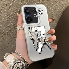 HONTINGA Vivo X200 Fe ile Uyumlu Kılıfı Silikon Kenar Sert Arka Düşüme Önleyici Basitlik Anti Düşme Kamera Korumali Cr7 Desen Telefon Kılıfı Kadın ve Erkek Için Uygundur K1-0712