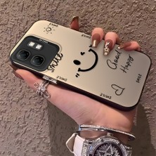 HONTINGA Infinix Hot 50I ile Uyumlu Kılıfı Silikon Kenar Sert Arka Düşüme Önleyici Basitlik Anti Düşme Kamera Korumali Gülümseme Desen Telefon Kılıfı Kadın ve Erkek Için Uygundur K1-0738