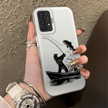 HONTINGA Samsung Galaxy A04S ile Uyumlu Kılıfı Silikon Kenar Sert Arka Düşüme Önleyici Basitlik Anti Düşme Kamera Korumali Balık Tutma Desen Telefon Kılıfı Kadın ve Erkek Için Uygundur K1-0736