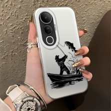 HONTINGA Vivo V50 Lite ile Uyumlu Kılıfı Silikon Kenar Sert Arka Düşüme Önleyici Basitlik Anti Düşme Kamera Korumali Balık Tutma Desen Telefon Kılıfı Kadın ve Erkek Için Uygundur K1-0736