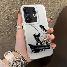 HONTINGA Vivo X200 Fe ile Uyumlu Kılıfı Silikon Kenar Sert Arka Düşüme Önleyici Basitlik Anti Düşme Kamera Korumali Balık Tutma Desen Telefon Kılıfı Kadın ve Erkek Için Uygundur K1-0736