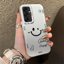 HONTINGA Samsung Galaxy A16 ile Uyumlu Kılıfı Silikon Kenar Sert Arka Düşüme Önleyici Basitlik Anti Düşme Kamera Korumali Gülümseme Desen Telefon Kılıfı Kadın ve Erkek Için Uygundur K1-0738