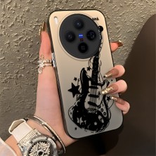 HONTINGA Vivo X300 ile Uyumlu Kılıfı Silikon Kenar Sert Arka Düşüme Önleyici Basitlik Anti Düşme Kamera Korumali Gitar Desen Telefon Kılıfı Kadın ve Erkek Için Uygundur K1-0736