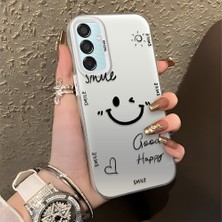 HONTINGA Samsung Galaxy M15 ile Uyumlu Kılıfı Silikon Kenar Sert Arka Düşüme Önleyici Basitlik Anti Düşme Kamera Korumali Gülümseme Desen Telefon Kılıfı Kadın ve Erkek Için Uygundur K1-0738