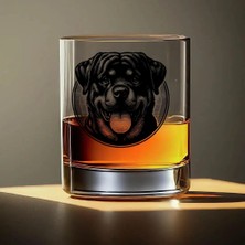 Hediye Vakti Rottweiler Baskılı Viski Bardağı – Köpek Temalı Özel Tasarım Cam Bardak