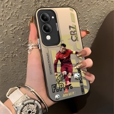 HONTINGA Vivo Y04 ile Uyumlu Kılıfı Silikon Kenar Sert Arka Düşüme Önleyici Basitlik Anti Düşme Kamera Korumali Cr7 Desen Telefon Kılıfı Kadın ve Erkek Için Uygundur K1-0712