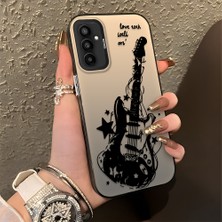 HONTINGA Samsung Galaxy M23 ile Uyumlu Kılıfı Silikon Kenar Sert Arka Düşüme Önleyici Basitlik Anti Düşme Kamera Korumali Gitar Desen Telefon Kılıfı Kadın ve Erkek Için Uygundur K1-0736