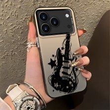 HONTINGA iPhone 17 Pro Max ile Uyumlu Kılıfı Silikon Kenar Sert Arka Düşüme Önleyici Basitlik Anti Düşme Kamera Korumali Gitar Desen Telefon Kılıfı Kadın ve Erkek Için Uygundur K1-0736