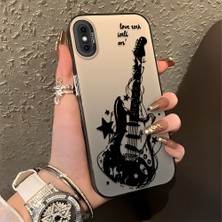 HONTINGA iPhone x ile Uyumlu Kılıfı Silikon Kenar Sert Arka Düşüme Önleyici Basitlik Anti Düşme Kamera Korumali Gitar Desen Telefon Kılıfı Kadın ve Erkek Için Uygundur K1-0736