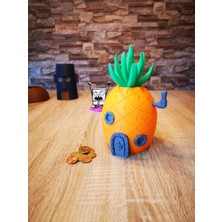 3D Snaxx Sünger Bob Ananas Ev Tasarımlı Figürlü Plastik Para Kumbarası – Dekoratif Kumbara 11X11X20 cm