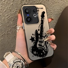 HONTINGA Vivo X200 Fe ile Uyumlu Kılıfı Silikon Kenar Sert Arka Düşüme Önleyici Basitlik Anti Düşme Kamera Korumali Gitar Desen Telefon Kılıfı Kadın ve Erkek Için Uygundur K1-0736