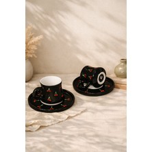 Payidar Model Kiraz Kabartma Siyah 2li Fincan Takımı