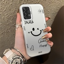 HONTINGA Samsung Galaxy A52 ile Uyumlu Kılıfı Silikon Kenar Sert Arka Düşüme Önleyici Basitlik Anti Düşme Kamera Korumali Gülümseme Desen Telefon Kılıfı Kadın ve Erkek Için Uygundur K1-0738