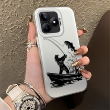 HONTINGA Realme C53 ile Uyumlu Kılıfı Silikon Kenar Sert Arka Düşüme Önleyici Basitlik Anti Düşme Kamera Korumali Balık Tutma Desen Telefon Kılıfı Kadın ve Erkek Için Uygundur K1-0736