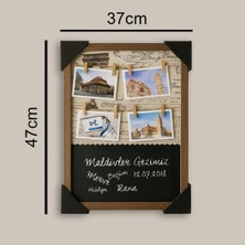 Çılgıntrend Kişiye Özel Ahşap Yazı Tahtalı Ipli Duvar Fotoğraf Çerçevesi 37X47 cm – Mandallı Hasır Ipli Fotoğraf Panosu