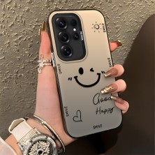 HONTINGA Samsung Galaxy S25 Ultra ile Uyumlu Kılıfı Silikon Kenar Sert Arka Düşüme Önleyici Basitlik Anti Düşme Kamera Korumali Gülümseme Desen Telefon Kılıfı Kadın ve Erkek Için Uygundur K1-0738