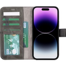 Gp Iguana Apple iPhone 15 Plus Uyumlu Deri Cüzdanlı Kılıf Mwwn VS4EF Gri