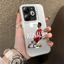 HONTINGA Infinix Smart 8 ile Uyumlu Kılıfı Silikon Kenar Sert Arka Düşüme Önleyici Basitlik Anti Düşme Kamera Korumali Cr7 Desen Telefon Kılıfı Kadın ve Erkek Için Uygundur K1-0727