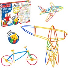 SAYICI Kids Eğitirken Eğlendiren Bambu Çubuklar 300 Parça | +3 Yaş Stem & Yapı Seti | Eğlenceli Esnek Oyunu