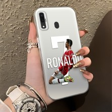 HONTINGA Samsung Galaxy A20 ile Uyumlu Kılıfı Silikon Kenar Sert Arka Düşüme Önleyici Basitlik Anti Düşme Kamera Korumali Cr7 Desen Telefon Kılıfı Kadın ve Erkek Için Uygundur K1-0727