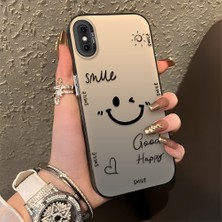 HONTINGA iPhone Xs Max ile Uyumlu Kılıfı Silikon Kenar Sert Arka Düşüme Önleyici Basitlik Anti Düşme Kamera Korumali Gülümseme Desen Telefon Kılıfı Kadın ve Erkek Için Uygundur K1-0738