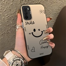 HONTINGA Oppo A54 4g ile Uyumlu Kılıfı Silikon Kenar Sert Arka Düşüme Önleyici Basitlik Anti Düşme Kamera Korumali Gülümseme Desen Telefon Kılıfı Kadın ve Erkek Için Uygundur K1-0738