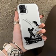HONTINGA Samsung Galaxy A04E ile Uyumlu Kılıfı Silikon Kenar Sert Arka Düşüme Önleyici Basitlik Anti Düşme Kamera Korumali Balık Tutma Desen Telefon Kılıfı Kadın ve Erkek Için Uygundur K1-0736