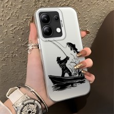 HONTINGA Xiaomi Redmi Note 13 4g ile Uyumlu Kılıfı Silikon Kenar Sert Arka Düşüme Önleyici Basitlik Anti Düşme Kamera Korumali Balık Tutma Desen Telefon Kılıfı Kadın ve Erkek Için Uygundur K1-0736
