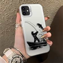 HONTINGA iPhone 12 Mini ile Uyumlu Kılıfı Silikon Kenar Sert Arka Düşüme Önleyici Basitlik Anti Düşme Kamera Korumali Balık Tutma Desen Telefon Kılıfı Kadın ve Erkek Için Uygundur K1-0736