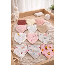 Pico Baby %100 Pamuk Müslin Kumaş / Çıtçıtlı / Düz+ Desenli Karışık / Bebek Salya Önlük & Fular ( 12 Adet)