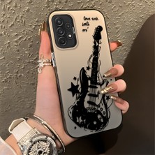 HONTINGA Samsung Galaxy A72 ile Uyumlu Kılıfı Silikon Kenar Sert Arka Düşüme Önleyici Basitlik Anti Düşme Kamera Korumali Gitar Desen Telefon Kılıfı Kadın ve Erkek Için Uygundur K1-0736